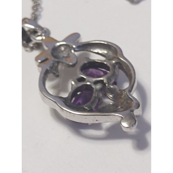 Women's 17" Sterling Silver Necklace & Pendant Purple Amethyst - Picture 10 of 13